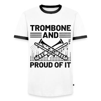 Trombonist Trombone Player Marching Band Trombone - Men's Ringer Shirt - white/black - Front - AI Model Female 172 light (172cm) & AI Model Male 178 dark (178cm)