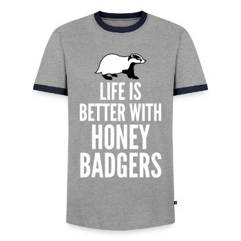 Honey Badger Joke Honey Badgers - Männer Kontrast-T-Shirt - Grau/Navy  - Vorne - AI Model Female 172 light (172cm) & AI Model Male 178 light (178cm)