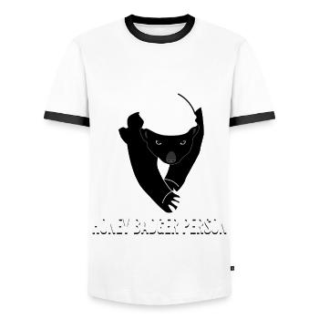 Honey Badgers Grumpy Honey Badger - Men's Ringer Shirt - white/black - Front - AI Model Female 172 light (172cm) & AI Model Male 178 dark (178cm)