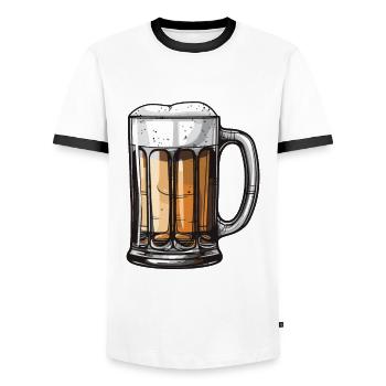 Chope de bière Bière - T-shirt contrasté Homme - blanc/noir - Devant - AI Model Female 172 light (172cm) & AI Model Male 178 dark (178cm)
