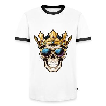 Crâne roi Couronne Tattoo - T-shirt contrasté Homme - blanc/noir - Devant - AI Model Female 172 light (172cm) & AI Model Male 178 dark (178cm)