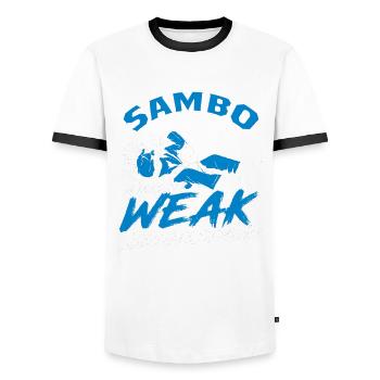 Sambo où les faibles deviennent forts - T-shirt contrasté Homme - blanc/noir - Devant - AI Model Female 172 light (172cm) & AI Model Male 178 dark (178cm)