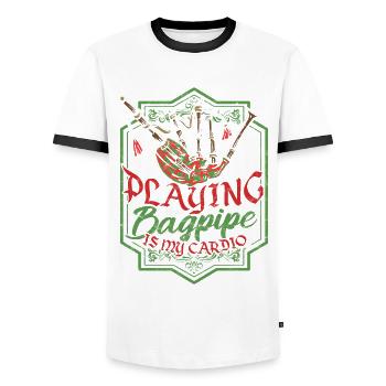 Bagpipes Bagpiper Bagpipe - Men's Ringer Shirt - white/black - Front - AI Model Female 172 light (172cm) & AI Model Male 178 dark (178cm)