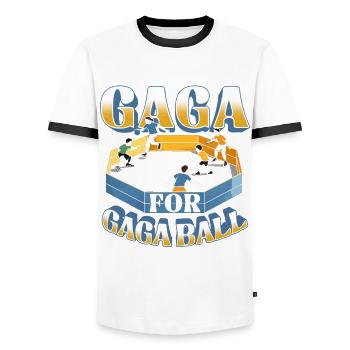 Gagaball Gaga For Gaga Ball Dodgeball - Men's Ringer Shirt - white/black - Front - AI Model Female 172 light (172cm) & AI Model Male 178 dark (178cm)