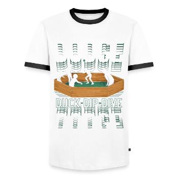 Gagaball Gaga Ball Ballon Chasseur - T-shirt contrasté Homme - blanc/noir - Devant - AI Model Female 172 light (172cm) & AI Model Male 178 dark (178cm)