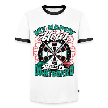 Dart Player Darter - Men's Ringer Shirt - white/black - Front - AI Model Female 172 light (172cm) & AI Model Male 178 dark (178cm)