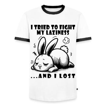 Lazy bunny lazy tired relaxed - Men's Ringer Shirt - white/black - Front - AI Model Female 172 light (172cm) & AI Model Male 178 dark (178cm)