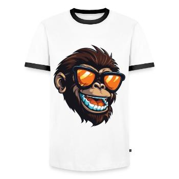 Rhino Head Portrait Cool - Men's Ringer Shirt - white/black - Front - AI Model Female 172 light (172cm) & AI Model Male 178 dark (178cm)