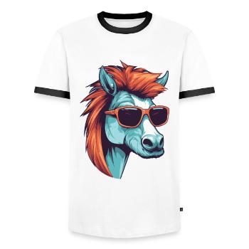 Pferd Kopf Porträt Cool - Männer Kontrast-T-Shirt - Weiß/Schwarz - Vorne - AI Model Female 172 light (172cm) & AI Model Male 178 dark (178cm)