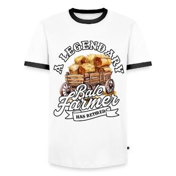 Farmer Hay Straw Straw Bale Hay Bale - Men's Ringer Shirt - white/black - Front - AI Model Female 172 light (172cm) & AI Model Male 178 dark (178cm)