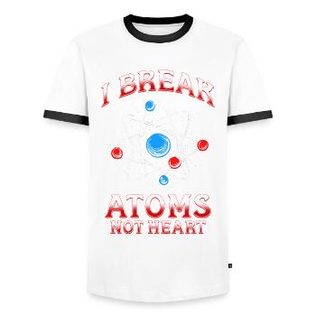 Nuclear Engineer I Break Atoms Not Heart - Men's Ringer Shirt - white/black - Front - AI Model Female 172 light (172cm) & AI Model Male 178 dark (178cm)