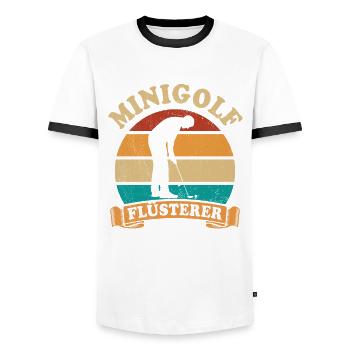 Minigolf Flüsterer - Retro - Vintage - Silhouette - Männer Kontrast-T-Shirt - Weiß/Schwarz - Vorne - AI Model Female 172 light (172cm) & AI Model Male 178 dark (178cm)