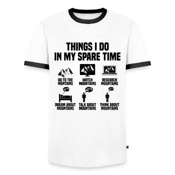 Dinge die ich in meiner Freizeit mache Berge - Männer Kontrast-T-Shirt - Weiß/Schwarz - Vorne - AI Model Female 172 light (172cm) & AI Model Male 178 dark (178cm)