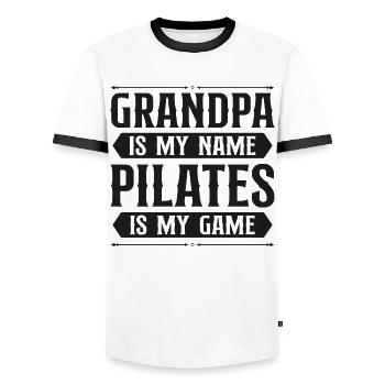 Pilates Instructor Teacher Grandpa - Men's Ringer Shirt - white/black - Front - AI Model Female 172 light (172cm) & AI Model Male 178 dark (178cm)