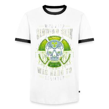 Nuclear Engineer Glowing Skin Was Hard To Achieve - Men's Ringer Shirt - white/black - Front - AI Model Female 172 light (172cm) & AI Model Male 178 dark (178cm)