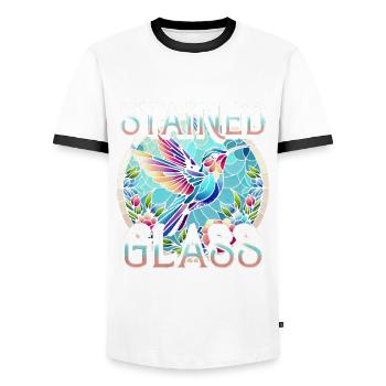 Vitrail, artiste verrier, peintre sur verre, mosaïste - T-shirt contrasté Homme - blanc/noir - Devant - AI Model Female 172 light (172cm) & AI Model Male 178 dark (178cm)