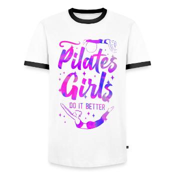 Pilates Instructor Teacher Pilates - Männer Kontrast-T-Shirt - Weiß/Schwarz - Vorne - AI Model Female 172 light (172cm) & AI Model Male 178 dark (178cm)