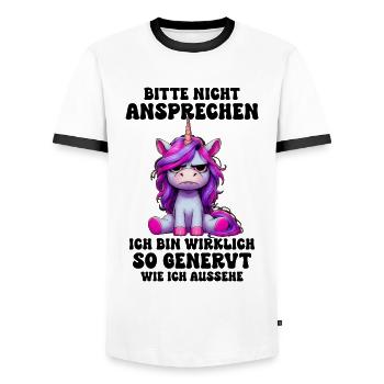 Bitte Nicht Ansprechen Ich Bin Wirklich So Genervt - Männer Kontrast-T-Shirt - Weiß/Schwarz - Vorne - AI Model Female 172 light (172cm) & AI Model Male 178 dark (178cm)