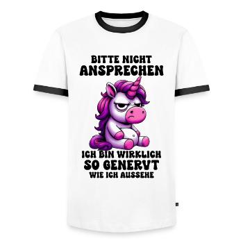 Bitte Nicht Ansprechen Ich Bin Wirklich So Genervt - Männer Kontrast-T-Shirt - Weiß/Schwarz - Vorne - AI Model Female 172 light (172cm) & AI Model Male 178 dark (178cm)