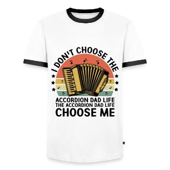 Das Akkordeon Dad Life Choose Me Akkordeonist Musi - Männer Kontrast-T-Shirt - Weiß/Schwarz - Vorne - AI Model Female 172 light (172cm) & AI Model Male 178 dark (178cm)