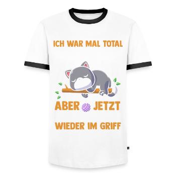 I used to be totally motivated cats - Men's Ringer Shirt - white/black - Front - AI Model Female 172 light (172cm) & AI Model Male 178 dark (178cm)