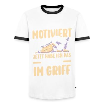 I used to be totally motivated sheep - Men's Ringer Shirt - white/black - Front - AI Model Female 172 light (172cm) & AI Model Male 178 dark (178cm)