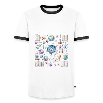 Nuclear Engineer Physics is Theoretical - Men's Ringer Shirt - white/black - Front - AI Model Female 172 light (172cm) & AI Model Male 178 dark (178cm)