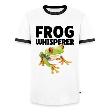 Frog Whisperer - Frog Design - Men's Ringer Shirt - white/black - Front - AI Model Female 172 light (172cm) & AI Model Male 178 dark (178cm)