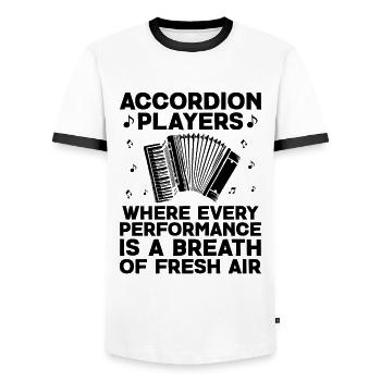 Accordion Players Where Every Performance Is A Bre - Men's Ringer Shirt - white/black - Front - AI Model Female 172 light (172cm) & AI Model Male 178 dark (178cm)