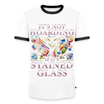 Vitrail, artiste verrier, peintre verrier - T-shirt contrasté Homme - blanc/noir - Devant - AI Model Female 172 light (172cm) & AI Model Male 178 dark (178cm)