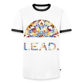 Vitrail peintre vivre amour plomb - T-shirt contrasté Homme - blanc/noir - Devant - AI Model Female 172 light (172cm) & AI Model Male 178 dark (178cm)