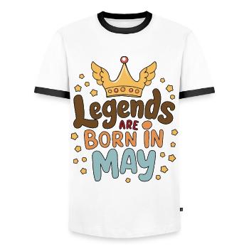 Legends are born in May - Männer Kontrast-T-Shirt - Weiß/Schwarz - Vorne - AI Model Female 172 light (172cm) & AI Model Male 178 dark (178cm)