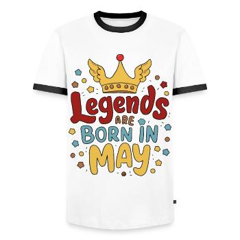 Legends are born in May - Männer Kontrast-T-Shirt - Weiß/Schwarz - Vorne - AI Model Female 172 light (172cm) & AI Model Male 178 dark (178cm)