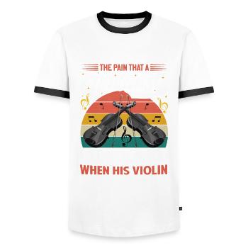 Violoniste, fanfare, instructeur de musicien - T-shirt contrasté Homme - blanc/noir - Devant - AI Model Female 172 light (172cm) & AI Model Male 178 dark (178cm)