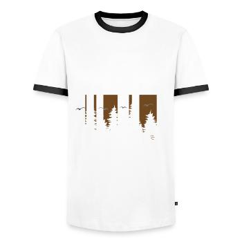 Wood Lover Wood Cutter Lumberjack Apparel - Männer Kontrast-T-Shirt - Weiß/Schwarz - Vorne - AI Model Female 172 light (172cm) & AI Model Male 178 dark (178cm)