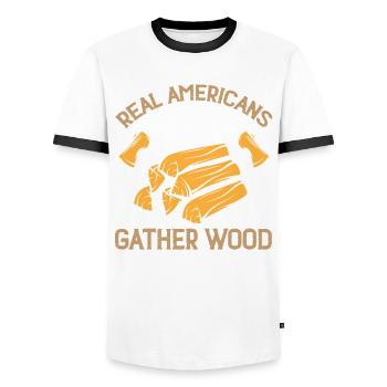 Wood Lover Wood Cutter Lumberjack Apparel - Männer Kontrast-T-Shirt - Weiß/Schwarz - Vorne - AI Model Female 172 light (172cm) & AI Model Male 178 dark (178cm)