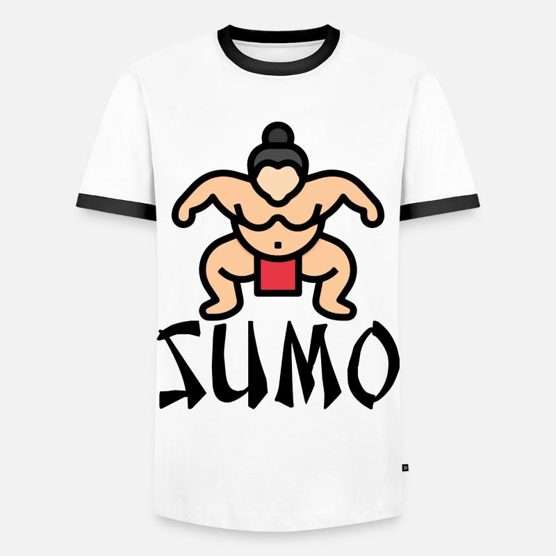 Sumo - Männer Kontrast-T-Shirt - Weiß/Schwarz