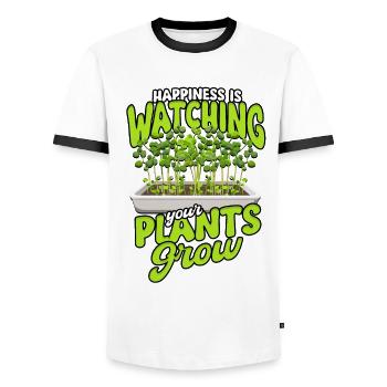 Microgreens Happiness is Watching Your Plants Grow - Men's Ringer Shirt - white/black - Front - AI Model Female 172 light (172cm) & AI Model Male 178 dark (178cm)