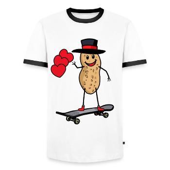 Bonjour Salutation Cacahuète Patineuse Enfant Adolescent - T-shirt contrasté Homme - blanc/noir - Devant - AI Model Female 172 light (172cm) & AI Model Male 178 dark (178cm)