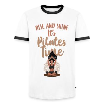 Pilates Instructor Teacher Rise - Männer Kontrast-T-Shirt - Weiß/Schwarz - Vorne - AI Model Female 172 light (172cm) & AI Model Male 178 dark (178cm)