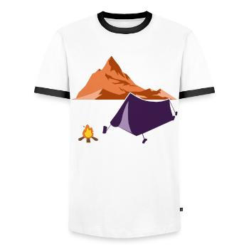 Camping Tents Outdoor Tent - Männer Kontrast-T-Shirt - Weiß/Schwarz - Vorne - AI Model Female 172 light (172cm) & AI Model Male 178 dark (178cm)