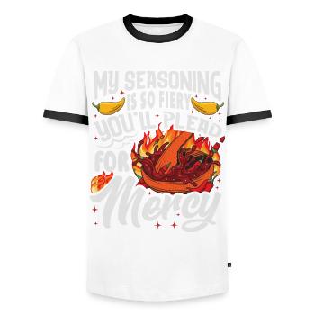 Culinary Expert Chef Foodie Spicy Chili Apparel - Men's Ringer Shirt - white/black - Front - AI Model Female 172 light (172cm) & AI Model Male 178 dark (178cm)
