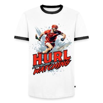 Hurling Hurl comme si personne ne regardait - T-shirt contrasté Homme - blanc/noir - Devant - AI Model Female 172 light (172cm) & AI Model Male 178 dark (178cm)
