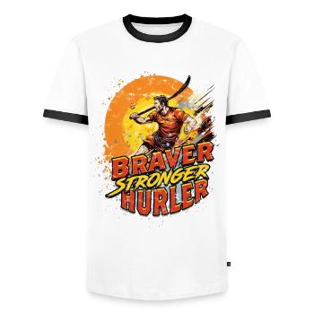 Hurling Braver Hurler plus fort - T-shirt contrasté Homme - blanc/noir - Devant - AI Model Female 172 light (172cm) & AI Model Male 178 dark (178cm)