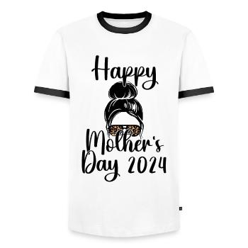 Happy Mother's Day 2024 - Mother's Day design - Men's Ringer Shirt - white/black - Front - AI Model Female 172 light (172cm) & AI Model Male 178 dark (178cm)