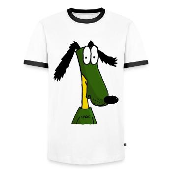 Der lustigste Cartoon-Hund aller Zeiten - Männer Kontrast-T-Shirt - Weiß/Schwarz - Vorne - AI Model Female 172 light (172cm) & AI Model Male 178 dark (178cm)