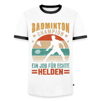 Badminton Stress - Caused By Not Playing Enough - Männer Kontrast-T-Shirt - Weiß/Schwarz - Vorne - AI Model Female 172 light (172cm) & AI Model Male 178 dark (178cm)