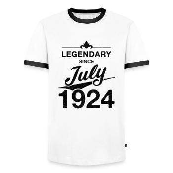 100e anniversaire Légendaire depuis juillet 1924 - T-shirt contrasté Homme - blanc/noir - Devant - AI Model Female 172 light (172cm) & AI Model Male 178 dark (178cm)
