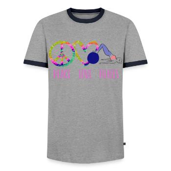 Pilates Instructor Teacher Peace - Männer Kontrast-T-Shirt - Grau/Navy  - Vorne - AI Model Female 172 light (172cm) & AI Model Male 178 light (178cm)