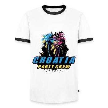 Croatia Party Crew Holiday Saying - Men's Ringer Shirt - white/black - Front - AI Model Female 172 light (172cm) & AI Model Male 178 dark (178cm)